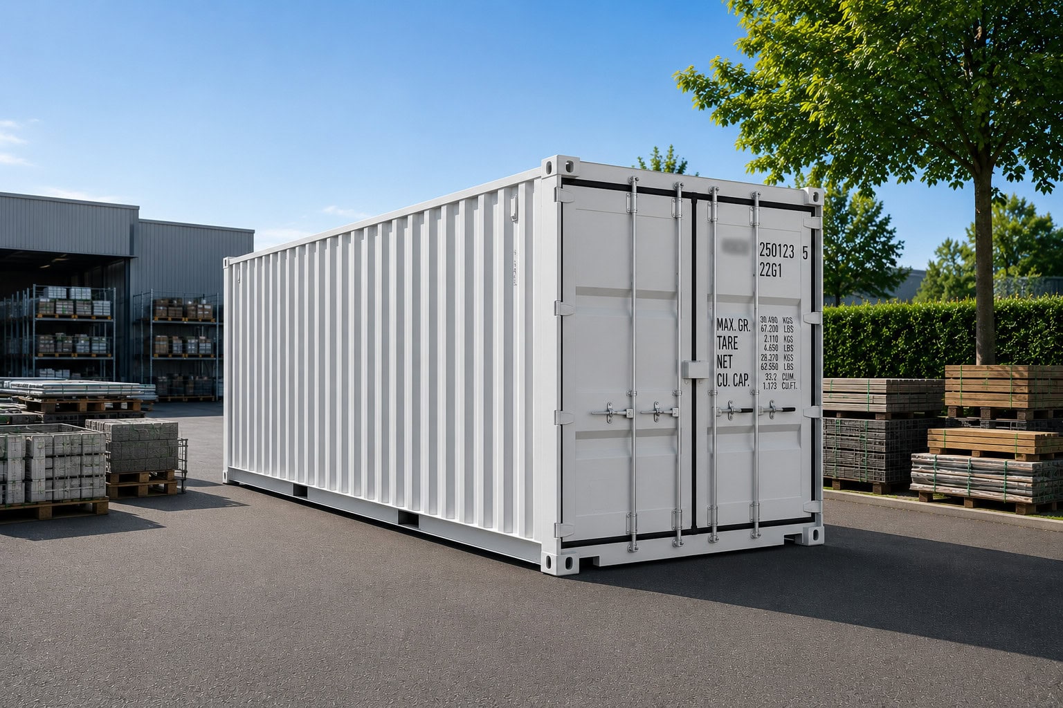 Seecontainer als flexible Lagerlösung auf vorbereitetem Stellplatz in der Schweiz